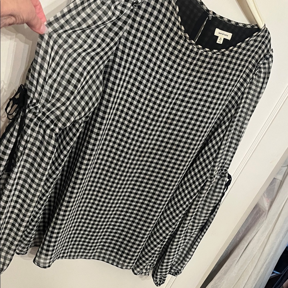 Max Studio Gingham Black and White Blouse